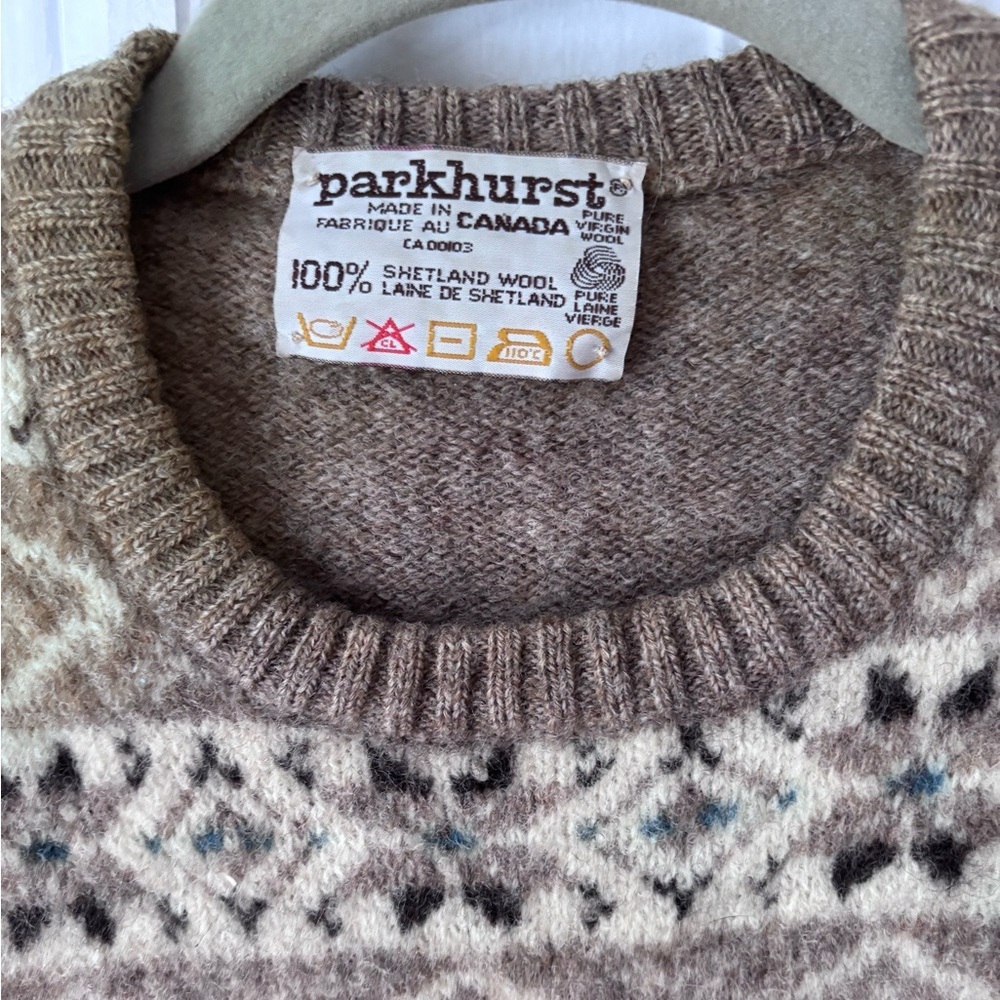 Women’s Parhurst Vintage Fair Isle 100% Shetland Wool Crew Neck Sweater Medium - Picture 2 of 11